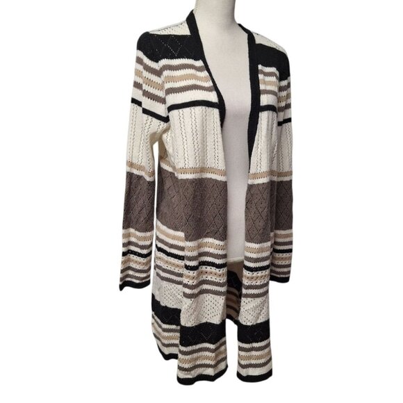 Absolutely Famous Sweaters - Absolutely Famous Long Sweater Open Front Knit Womens Large Cardigan Casual Fall